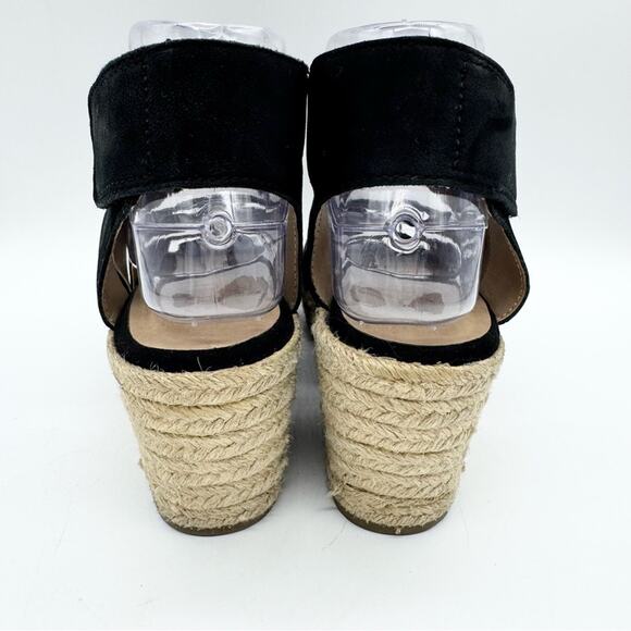 Soul Naturalizer Oshay Black Leather Espadrille Strappy Wedge Heel Sandal Size 6 - Picture 11 of 14